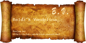 Belák Vendelina névjegykártya